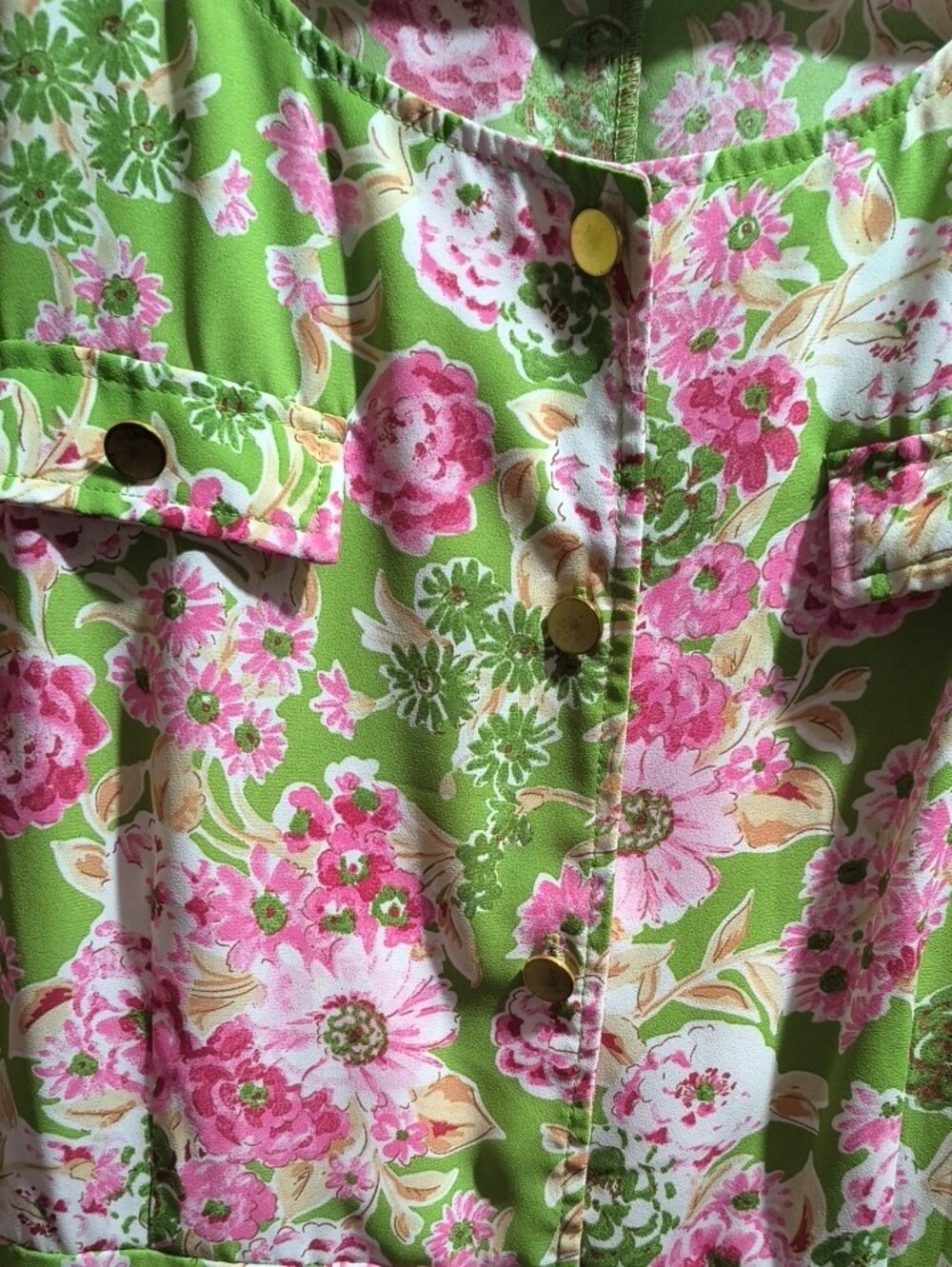 Green and Pink Floral Cap Sleeve Midi Dress - Picture 2 of 4